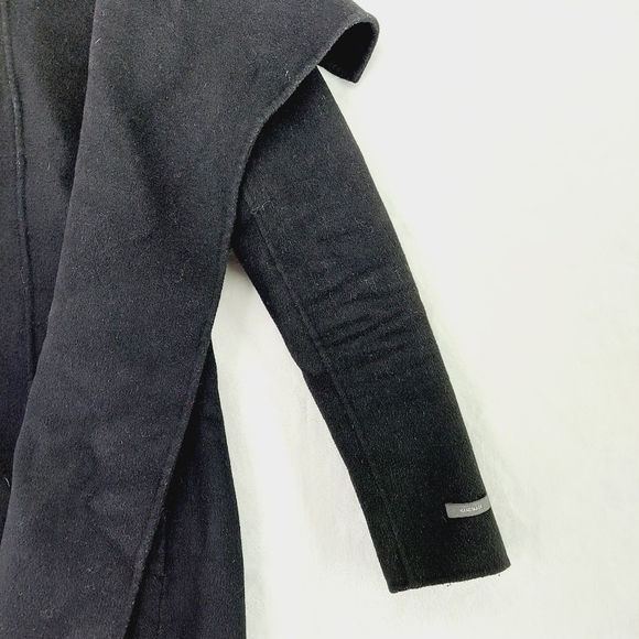 Tahari Marla Open Front Wool Coat Shawl Collar Black Comfy Winter Jacket Z27 - Picture 2 of 8
